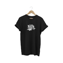 Lets Rock Elektro Gitar Baskılı Festival %100 Pamuk Regular Fit Bisiklet Yaka Siyah T-shirt Siyah