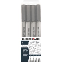 558104 - Pigment Fineliner Siyah Keçeli Kalem, Su Geçirmez Mürekkepli 4 Keçeli Kalem