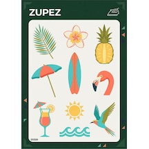 Tropikal Tema Flamingo Ananas Sörf Desenli Ütüyle Yapışan Transfer Baskı - 820728600