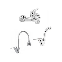 3 Lü Set Banyo Bataryası Kobarlı Oynar Başlıklı Mutfak Evye Batar