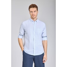 Bisse Paşa Yaka Regular Fit Uk Gömlek T Cep Mavi Gmktn3ps224008 D35 Mavi