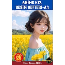 Anime Kız Çiçekler İçinde Resim Defteri Orta Boy