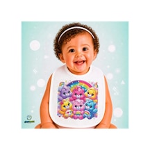 Care Bears Keten Bebek Mama Önlüğü Yumuşak - Emici - Yıkanabilir - Özel Tasarım P033 Çok Renkli