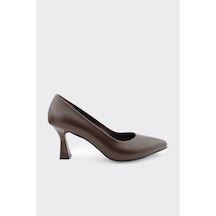 Derinet Hakiki Deri Kadın Stiletto Kahve Kahve