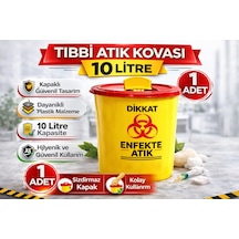 Tıbbi Atık Kovası 10 Litre 1 Adet Kapaklı Tıbbi Atık Kutusu Enfekte Atık Kovası Siyah