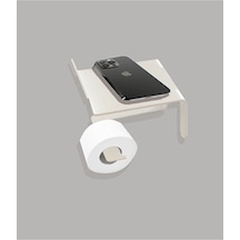 Beyaz Telefon Raflı Tuvalet Kağıtlığı Cep Telefonu Tutmalı Raflı Beyaz Telefon Raflı Tuvalet Kağıtlığı Cep Telefonu Tutmalı Raflı