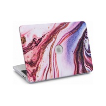 Apple iPhone MacBook Air Kılıf 13.6 İnç M4 M3 M2 Uyumlu Mermer Desenli İnce Sert Kapak Premium Swirl Lazer Baskı İnce Hafif Koruma Darbe Önleyici Üst Alt Hardcase Ve Usb-c Adaptör Hediyeli Karışık Belirtilmemiş