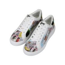 Kadın Vegan Deri Beyaz Sneakers - Lisboa Tasarım Beyaz