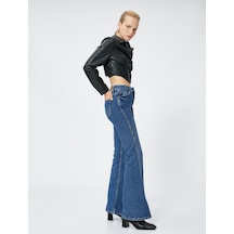 Koton İspanyol Paça Kot Pantolon Yüksek Bel - Victoria Jeans Koyu İndigo 4wal40154md 4WAL40154MDDRK Koyu İndigo