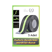 Bant 3 Adet Fosforlu Kaydırmaz Merdiven Bandı 5 Cm X 3 M Fotolümenli Yeşil Zemin Güvenlik Basamak