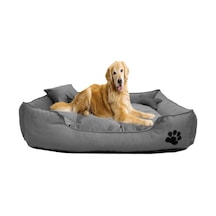 Mavi Vitrin Yıkanabilir Kumaş Pati İşlemeli Büyük Irk Köpek Yatağı L 100 x 80 CM