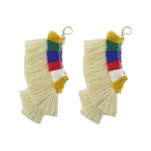 Bohem Reçine Klu Klu Püskül Damla Damla Dangly Küpeler Kadınlar Için Etnik Beyaz Beyaz