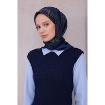 BELLİ Saf İpek Twill Eşarp 4207d01 Lacivert - 80