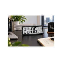 Kenly Dijital Masa Duvar Saati 20x8 Cm Büyük Lcd Ekran Tarih Sıcaklık Göstergeli Siyah
