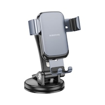 Borofone Warrior Siyah Araç İçi Telefon Tutucu, 4,5-7 İnç Mobil Telefonlar İçin Ayarlanabilir, Hareketli Ekleme Ve Kol Genişliği, Dayanıklı Plastik, Kolay Montaj Ve Kullanım Bh95