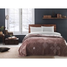 Taç Pamuk Battaniye Brenna Kahve Çift Kişilik (457861274) Kahverengi