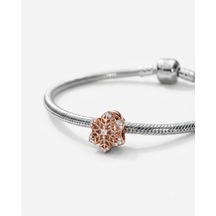 Kadın Rose Renk Kar Tanesi Model Gümüş Charm