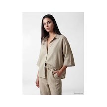 LC Waikiki Alıta Cıty Farkıyla Keten Karışımlı Oversize Kadın Gömlek Belirtilmemiş - 918670315 Belirtilmemiş