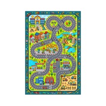 Kartela Halı Dino Şehir Kaymaz Taban Çocuk Oyun Halısı - 80 X 120 Cm Çok Renkli