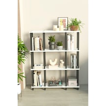 Venora 4katlı Modern Kitaplık Dekoratif Çok Amaçlı Kitaplık Ve Organizer Çok Raflı Düzenleyici Beyaz