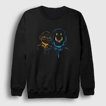 Presmono Unisex Hello Daft Punk Sweatshirt Siyah