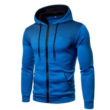 Yeni Fermuarlı Hırka Kapüşonlu Rahat Erkek Spor Sweatshirt Mavi