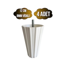 Armut Beyaz Plastik 12cm Ayak 8mm Vidalı Mobilya Koltuk Baza Ayağı 12cm Beyaz 8mm Vidalı 4 Adet Beyaz
