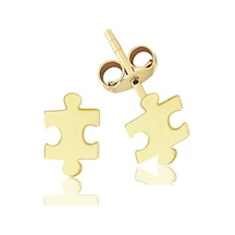 Altın Taşsız Puzzle Küpe