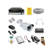 1 Kameralı Set - 5 Mp 1940p Sensör 6 Megapiksel Sony Lens Metal Kasa Ip Güvenlik Kamerası Seti