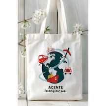 Art Hediye Acente Baskılı Bez Omuz Çantası Kişiye Özel Model 8 Çok Renkli