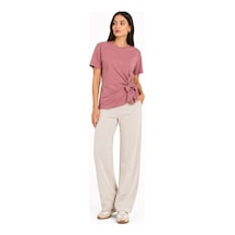 Neden Tekstil Kadın Bağlamalı Kısa Kollu Basic T-shirt - Pembe