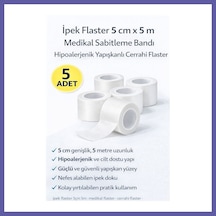 Bezos İpek Flaster 5 Cm X 5 M 5 Adet Medikal Sabitleme Bandı Hipoalerjenik Yapışkanlı Cerrahi Flaster Nıda