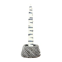 Mumluk Şamdan Tealight Ve İnce Mum Uyumlu Ejderha Yumurtası Model - Gümüş Eskitme