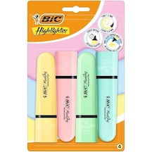 Bıc Marking Flat Higlighter Pastel Fosforlu Kalem 4'lü Blister, 4 Pastel Renk Sarı, Mavi, Pembe, Yeşil , Su Bazlı, Hızlı Kuruyan Mürekkep 124-Pembe