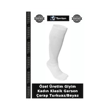 Terrien Özel Üretim Giyim Kadın Klasik Garson Çorap Turkuaz/beyaz