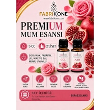 Premium Mum Esansı 5 Cc 2'li Set - Gül, Nar - Soya Wax, Parafin, Jel Wax Ve Bal Mumu Uyumlu Bkfab2glnr5 Karışık