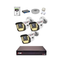 Fury 15 Warm Led Ip Güvenlik Kamera Seti 3 Kameralı Sesli 4mp Gece Renkli Su Geçirmez 1403s 500gb