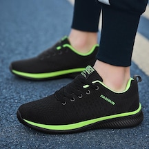 Yeşil Yeni Moda Erkek Büyük Beden Ayakkabı Fly-örgü Spor Ayakkabı Koşu Ayakkabısı 35-47