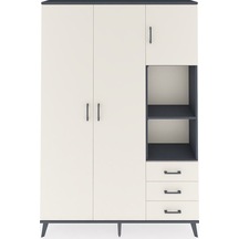 Arges Dolap 5 Raflı 3 Çekmeceli Tek Askılı 132x30x195 Antrasit-aytaşı/aytaşı Aytası/aytası