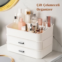 Porsima 0620 3 Katlı Beyaz Makyaj Organizeri Saklama Kutusu