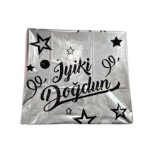 Iyiki Doğdun Baskılı Gri Baskılı Plastik Masa Örtüsü 120 180 Kullan At Plastik