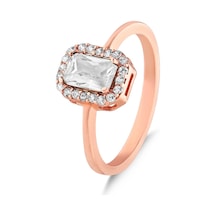 Kuyumcudukkani Beyaz Baget Taşlı "tektaş"yüzük-10437-r-w Rose Gold