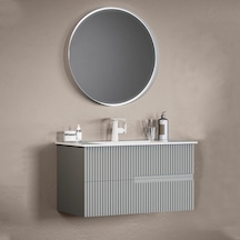Orka Moonlight 90 Cm Mdf Mat Gri Banyo Dolabı Takımı Gri