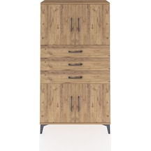 Arges Dolap 3 Raflı 3 Çekmeceli 4 Kapaklı 88x30x163 Çam-çam Atlas Çam