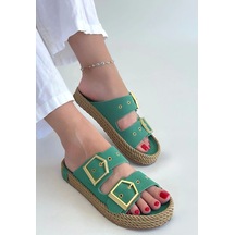 İces Yeşil Nubuk Terlik Çok Renkli