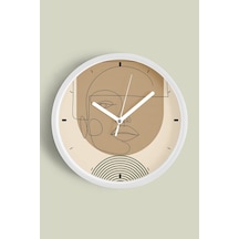 Soyut - Bohem Modern Duvar Saati - 30cm - Önü Camlı Beyaz Kasa - Sessiz Mekanizma-jh0787 Beyaz