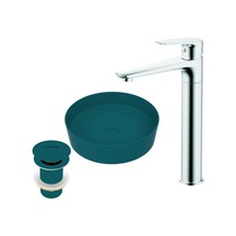Creavit Loop LP145 Çanak Lavabo Armatür Ve Sifon Başlığı Set Mint Yeşili