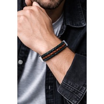 Nomad Leather Terra Force Yeşil & Taba Hakiki Deri Erkek Bileklik Çelik Mıknatıslı Kilit-50-537 Antrasit