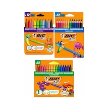 Bic 12' Li Kuru- Pastel- Keçeli 3'lü Boya Kalemi Seti 0