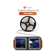 24v Dış Mekan M/60 2835 Mavi Led Şerit 5 Metre, Kesilebilir Ve Eklenebilir